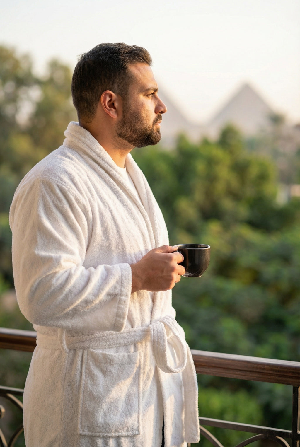 Egyptian Cotton Bathrobe 1300 GSM, Plush Hotel & Spa Robe, White