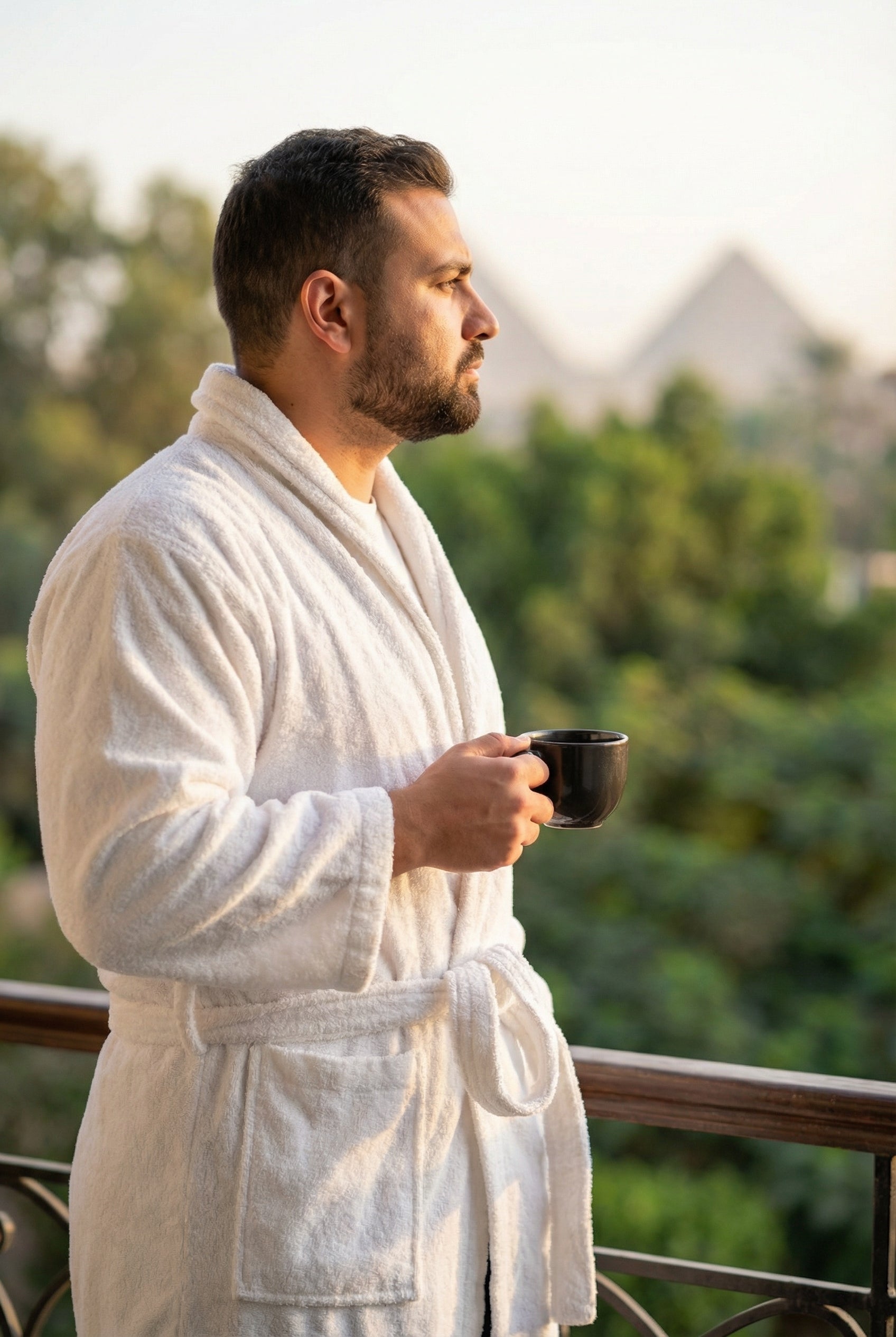 Egyptian Cotton Bathrobe 1300 GSM, Plush Hotel & Spa Robe, White