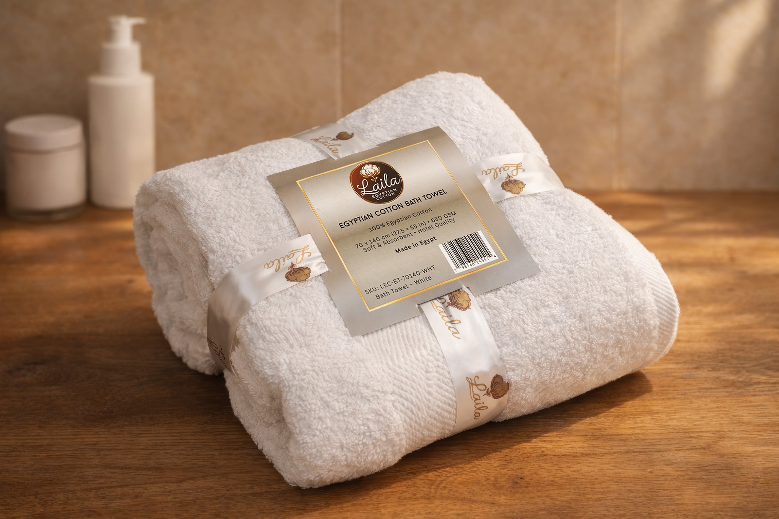 Egyptian Cotton Bath Towel 70 x 140 cm, 650 GSM, Soft, Highly Absorbent, Hotel Quality, White