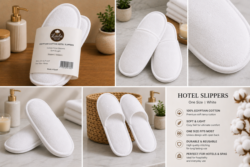 Cotton Hotel Slippers, Soft Lightweight Spa Slippers